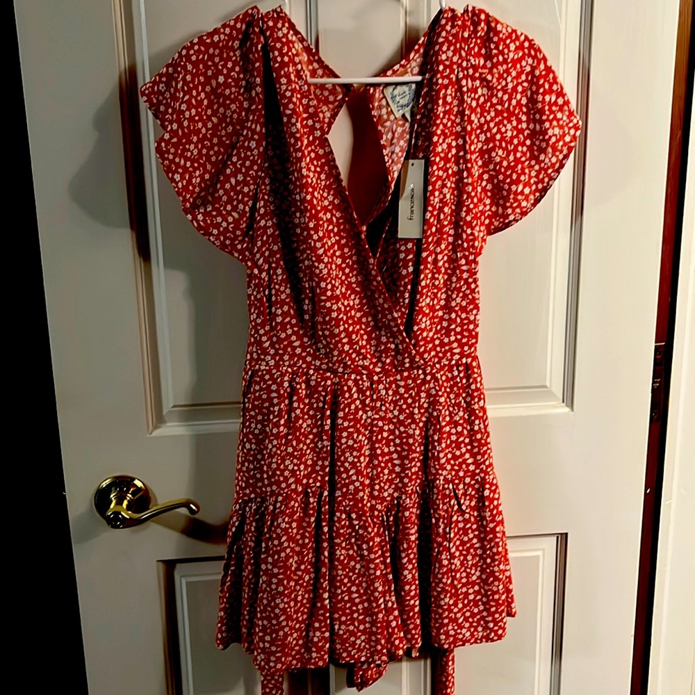 NWT Francesca’s blue rain romper size Small
